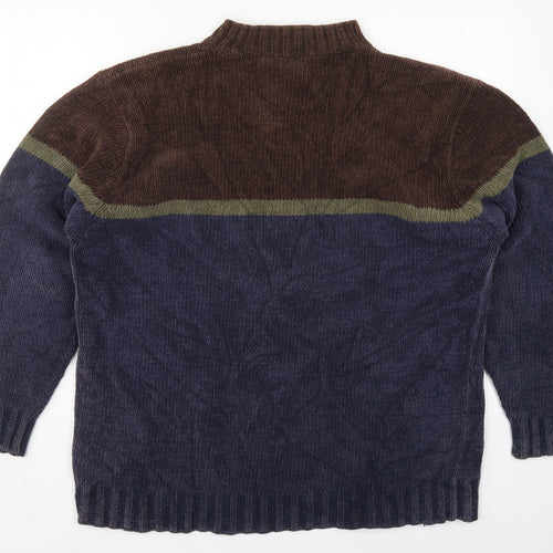 Marks and Spencer Mens Blue Crew Neck  Cotton Pullover Jumper Size L   - Brown