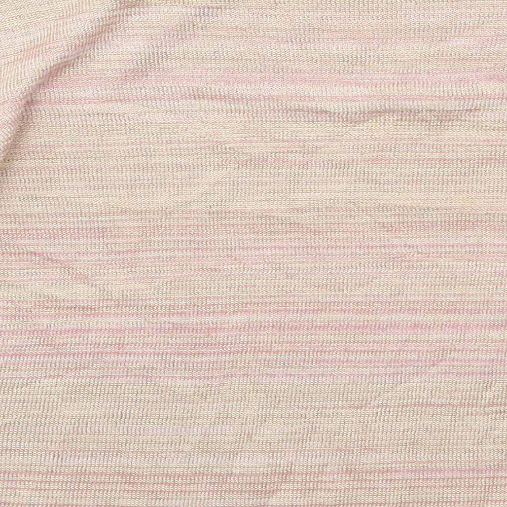 Marks and Spencer Womens Pink Crew Neck Striped Polyester Pullover Jumper Size 8