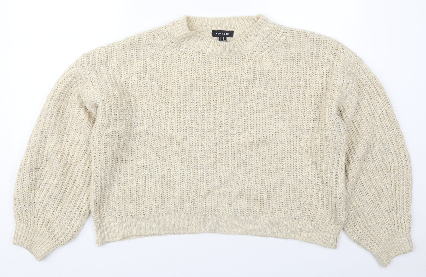 New Look Womens Beige Crew Neck  Acrylic Pullover Jumper Size M