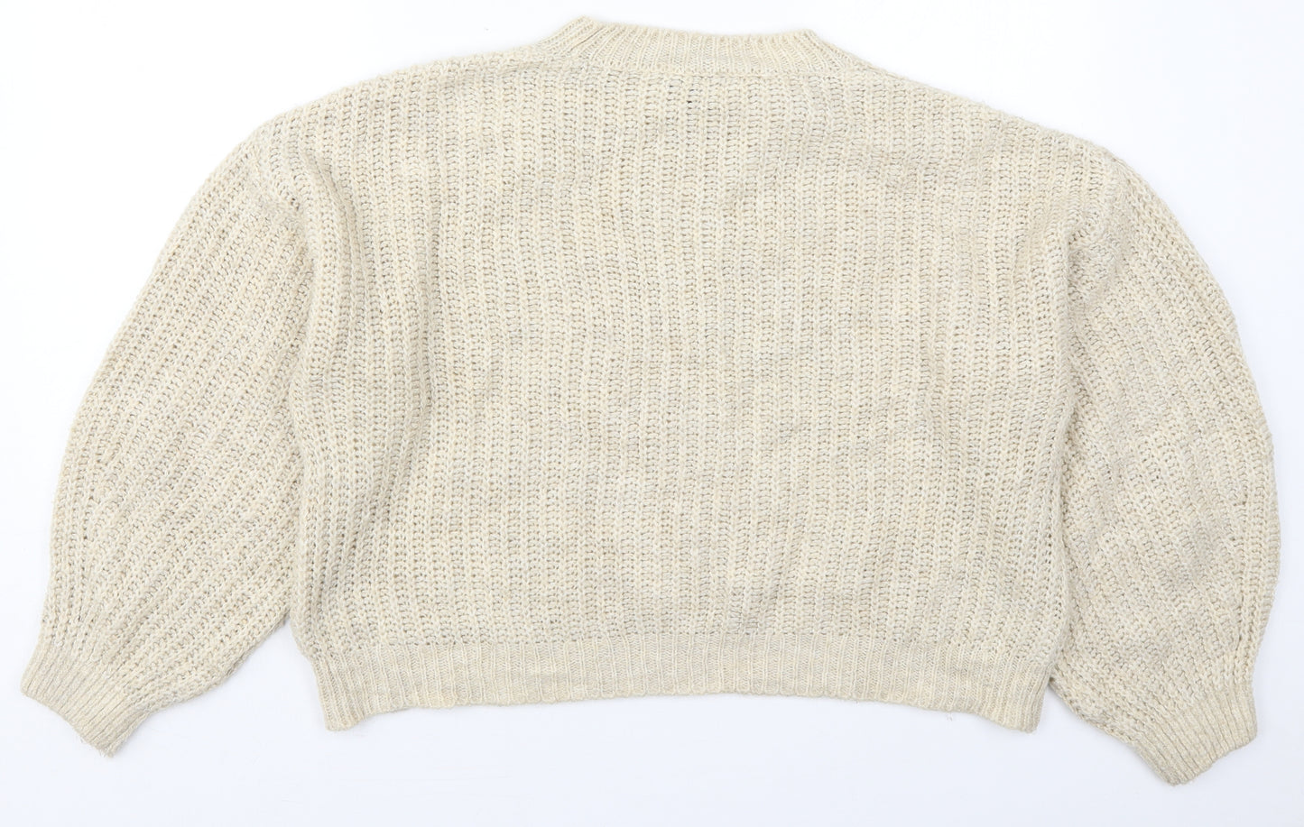 New Look Womens Beige Crew Neck  Acrylic Pullover Jumper Size M