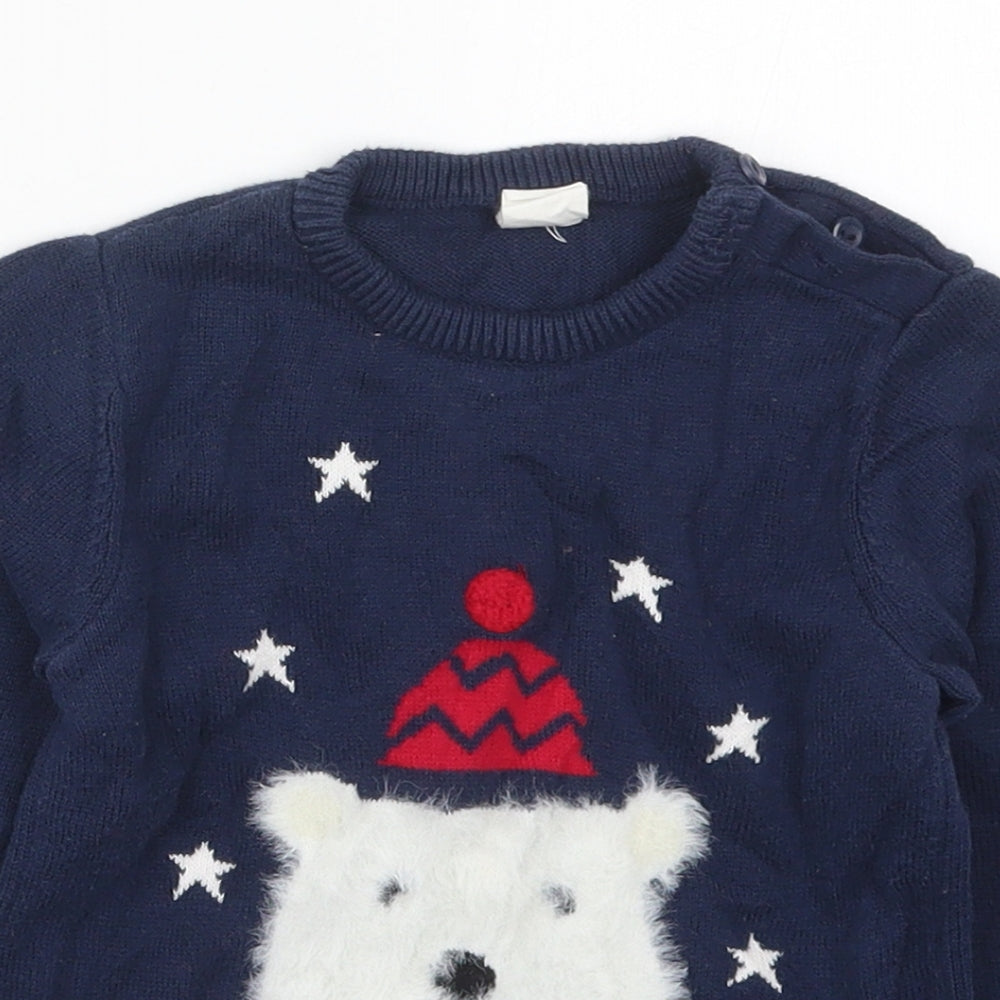 H&M Boys Blue Crew Neck  Cotton Pullover Jumper Size 2 Years  Pullover - Polar Bear