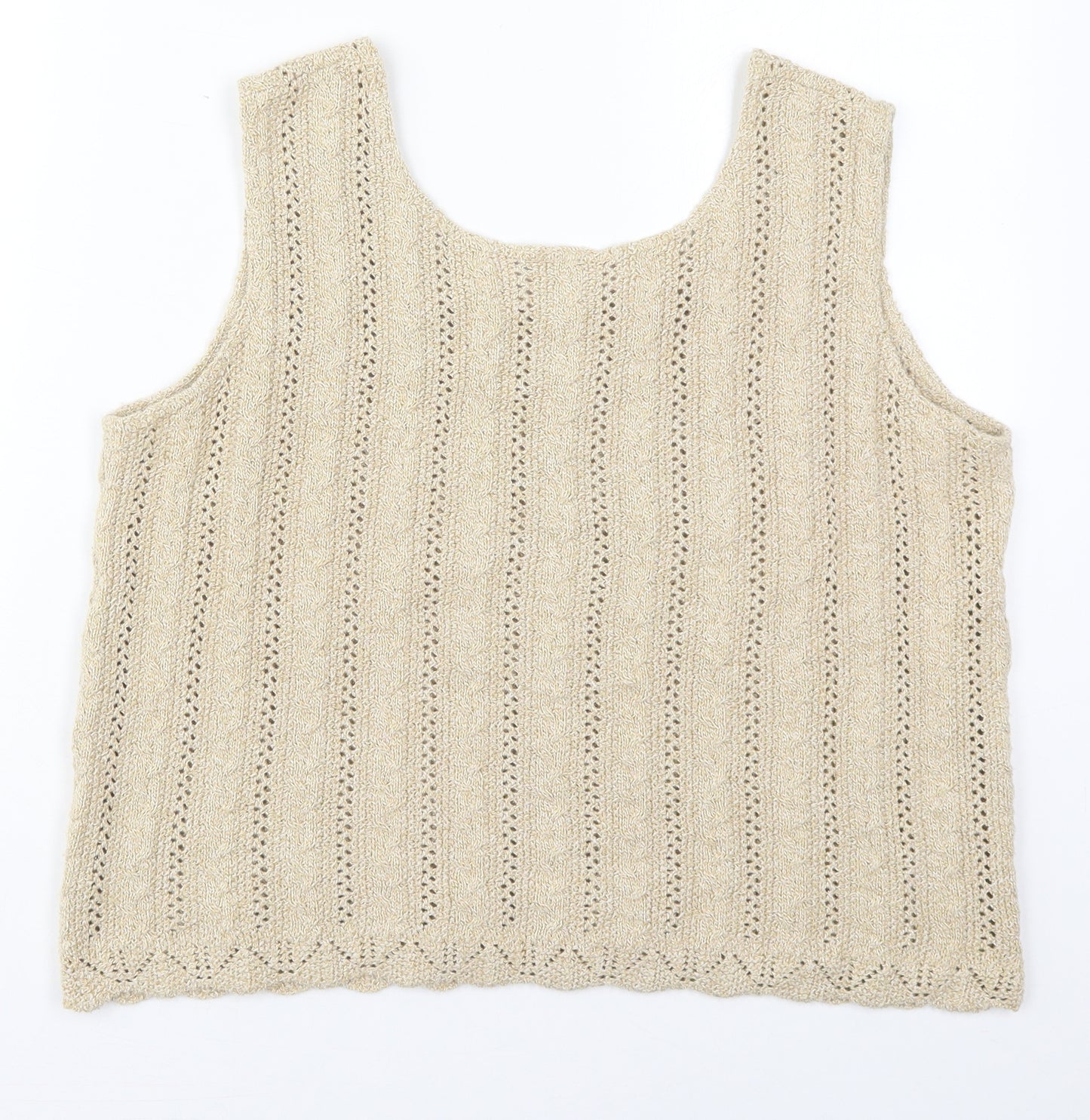 Preworn Womens Beige  Cotton Basic Tank Size XL Scoop Neck