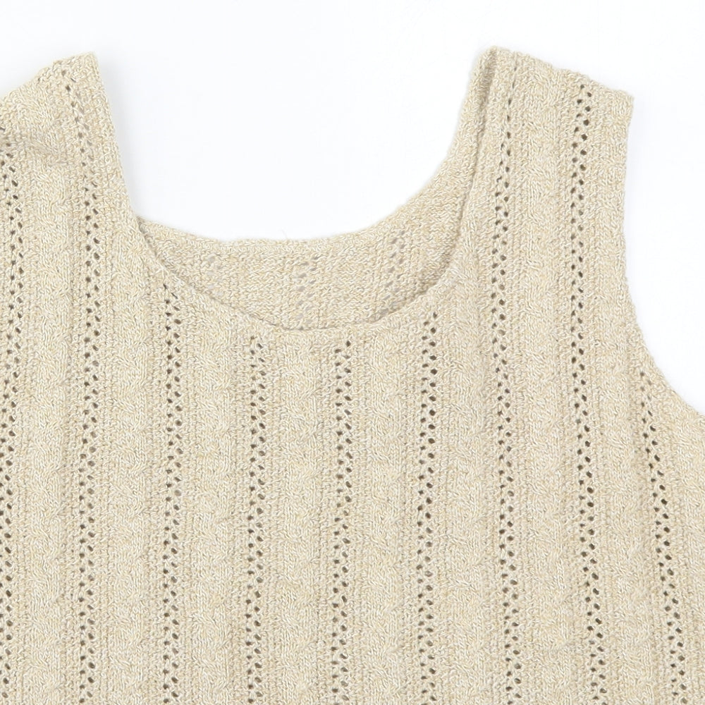 Preworn Womens Beige  Cotton Basic Tank Size XL Scoop Neck