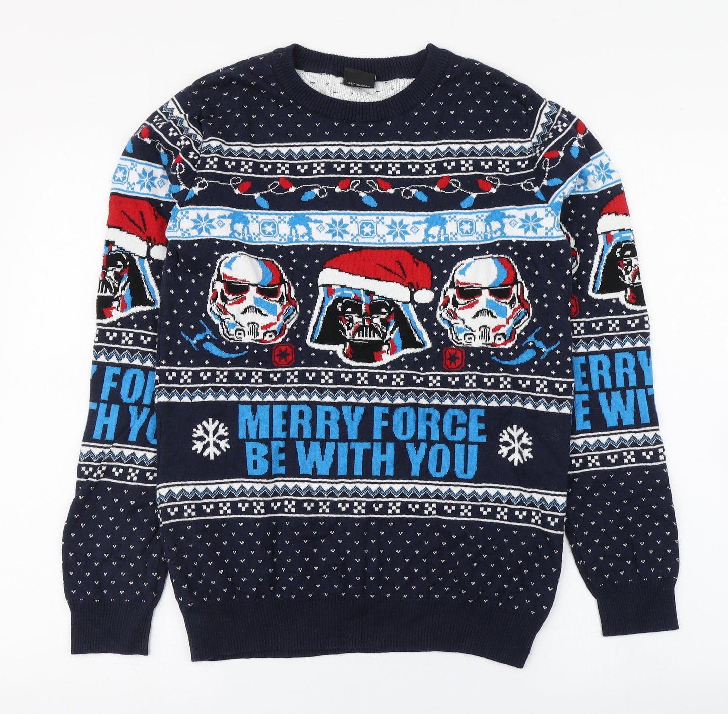 TU Boys Multicoloured Round Neck Fair Isle 100% Cotton Pullover Jumper Size 14 Years   - Star Wars