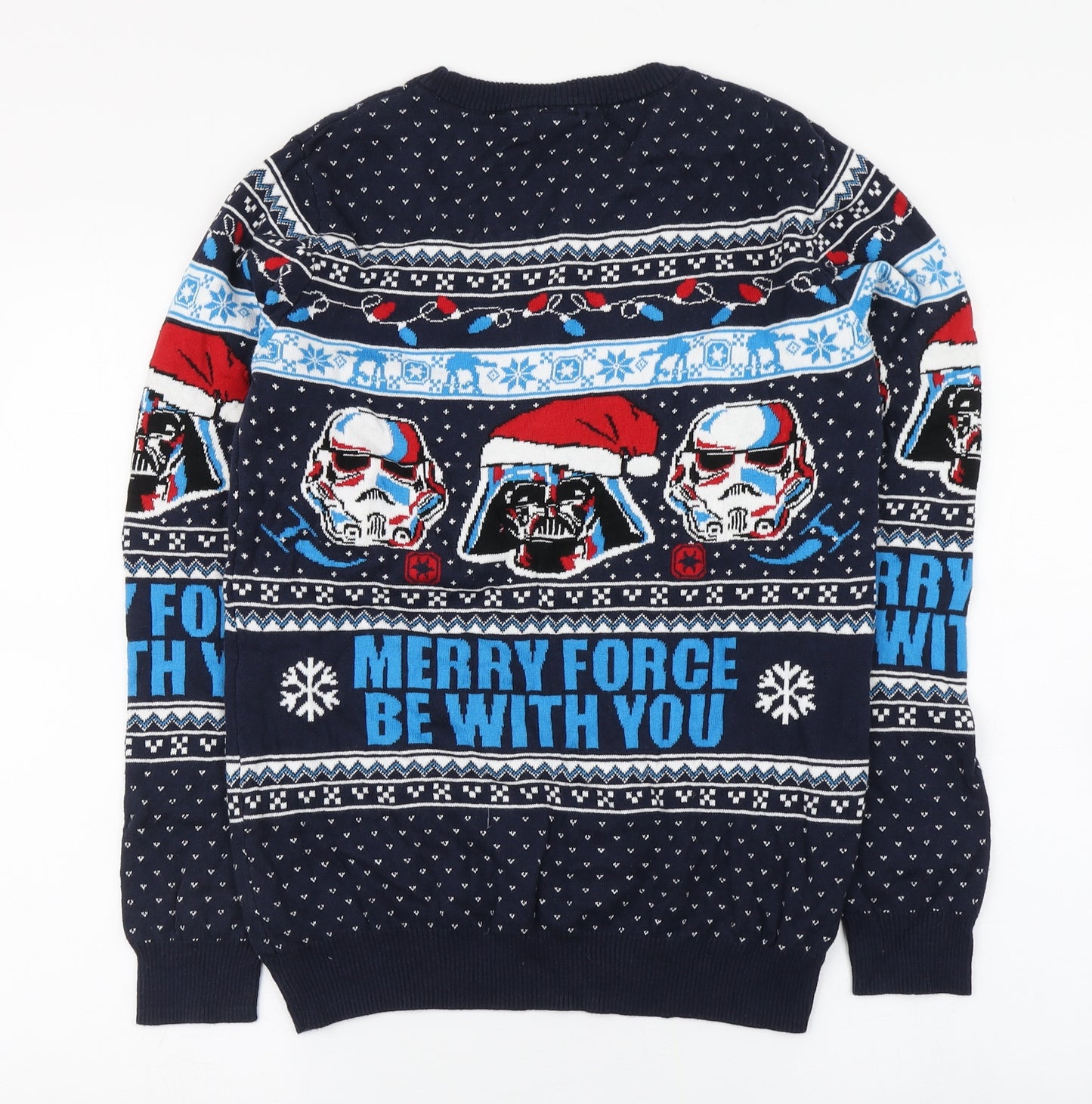 TU Boys Multicoloured Round Neck Fair Isle 100% Cotton Pullover Jumper Size 14 Years   - Star Wars