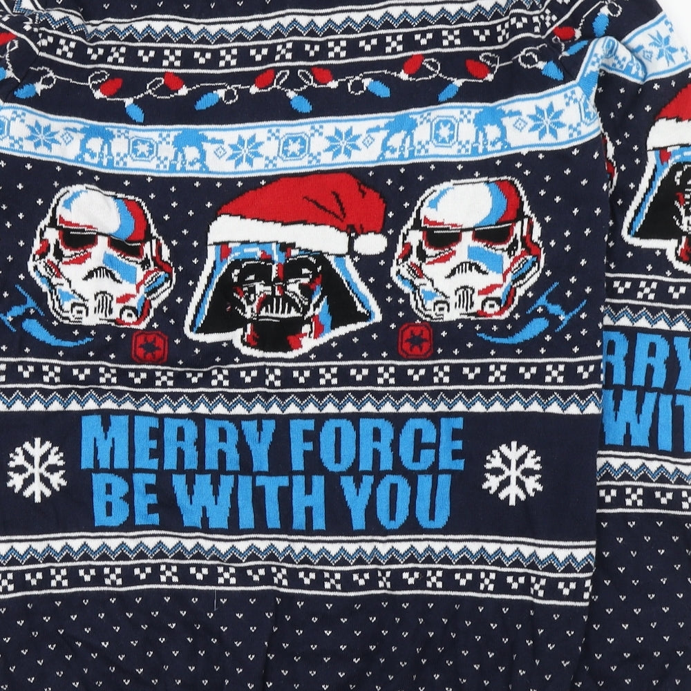 TU Boys Multicoloured Round Neck Fair Isle 100% Cotton Pullover Jumper Size 14 Years   - Star Wars