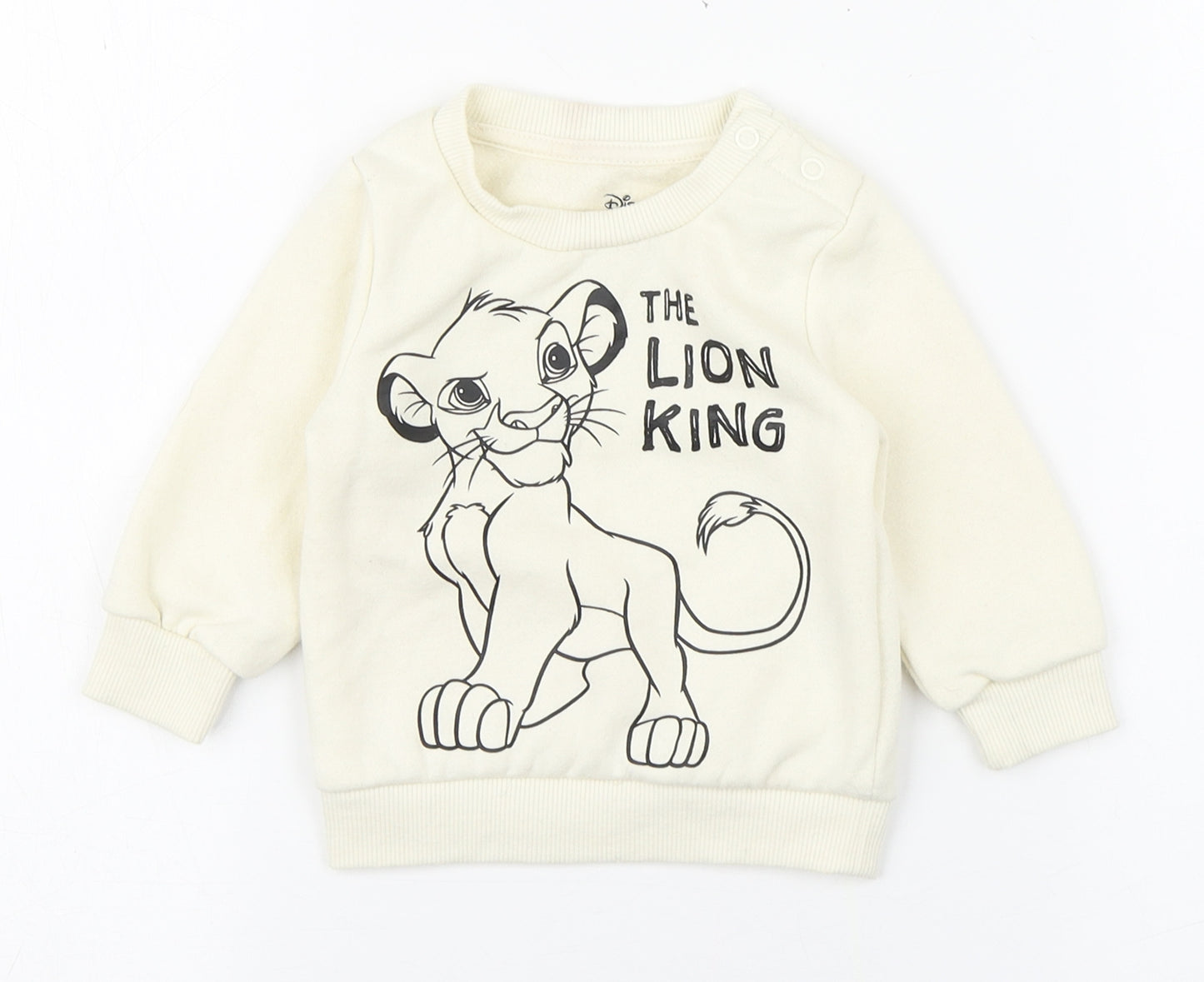 Primark Baby Beige  Cotton Pullover Jumper Size 6-9 Months  Button - The Lion King