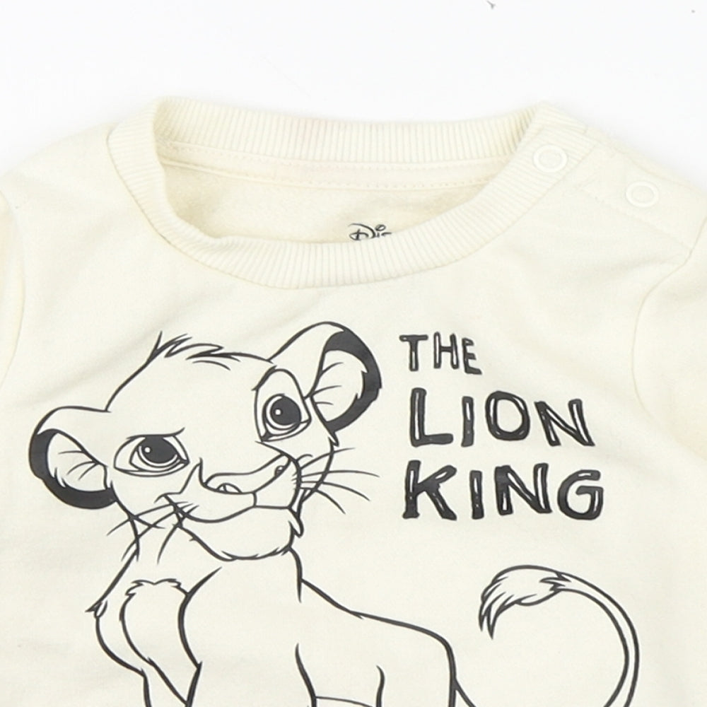 Primark Baby Beige  Cotton Pullover Jumper Size 6-9 Months  Button - The Lion King
