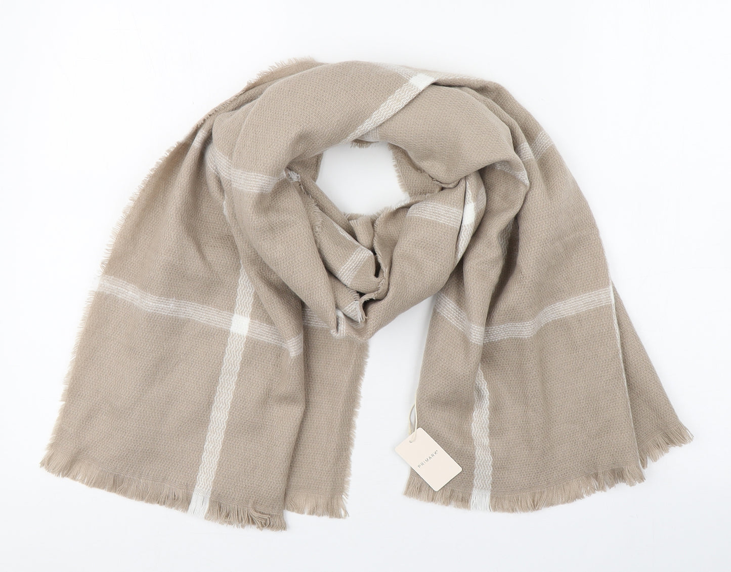Primark Womens Beige Plaid Acrylic  Scarf