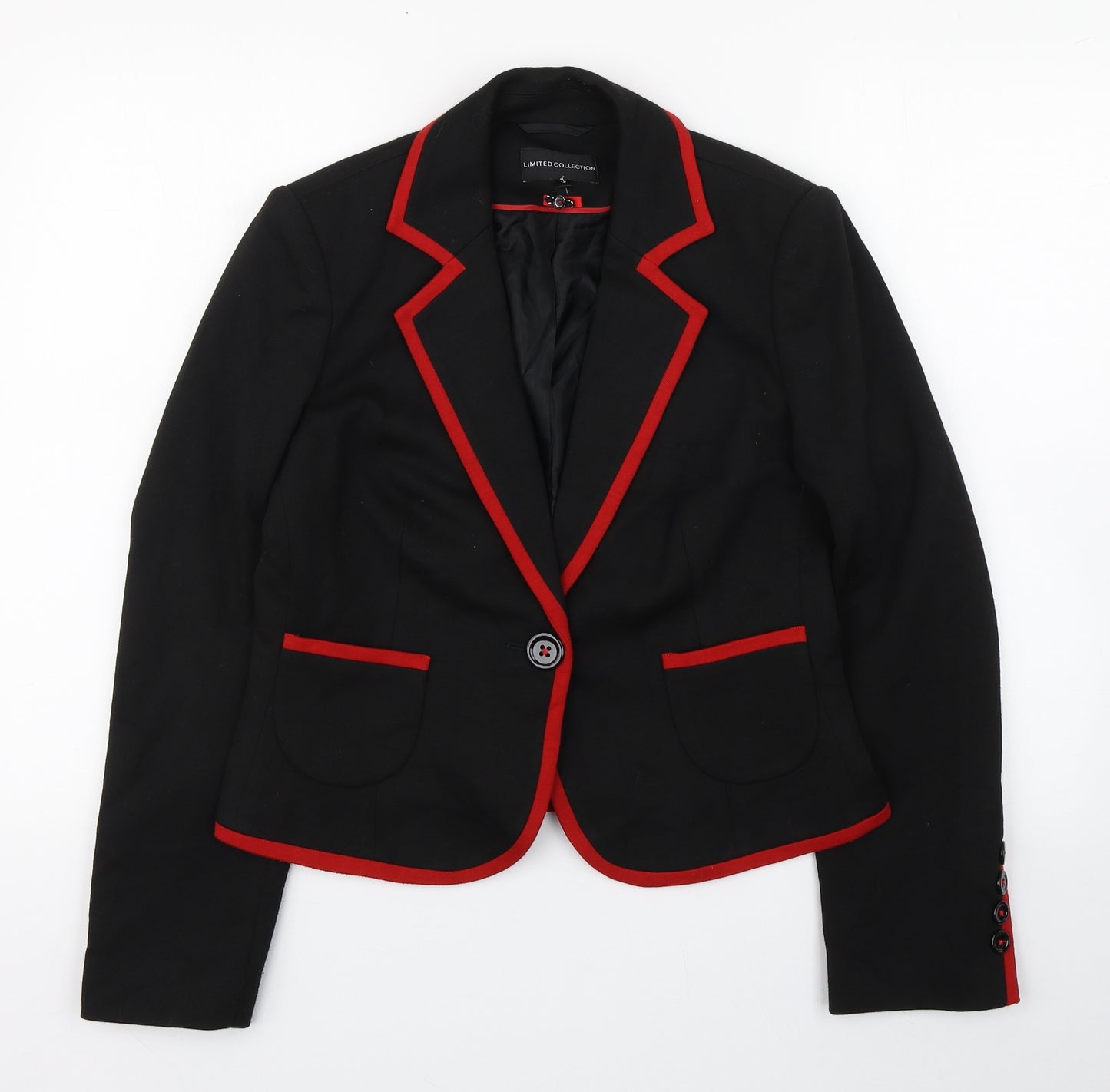 Marks and Spencer Womens Black   Military Jacket Blazer Size 12  Button