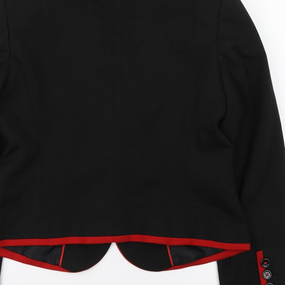 Marks and Spencer Womens Black   Military Jacket Blazer Size 12  Button