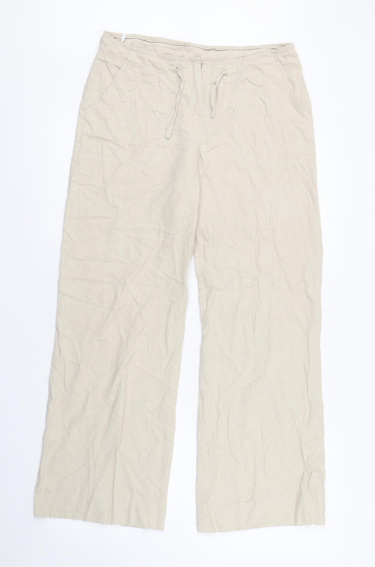 Primark Womens Beige  Linen Trousers  Size 10 L29 in Regular