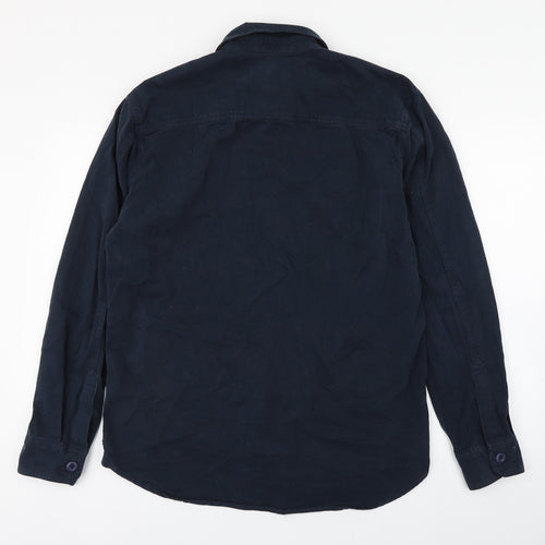 Pull&Bear Mens Blue  Cotton  Button-Up Size S Collared Button