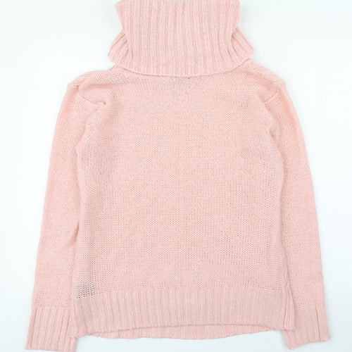 M&Co. Womens Pink Roll Neck  Acrylic Pullover Jumper Size 16