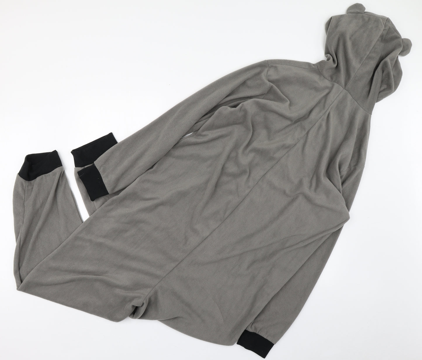 George Mens Grey Solid Polyester  One Piece Size M  Zip - Gorilla onesie