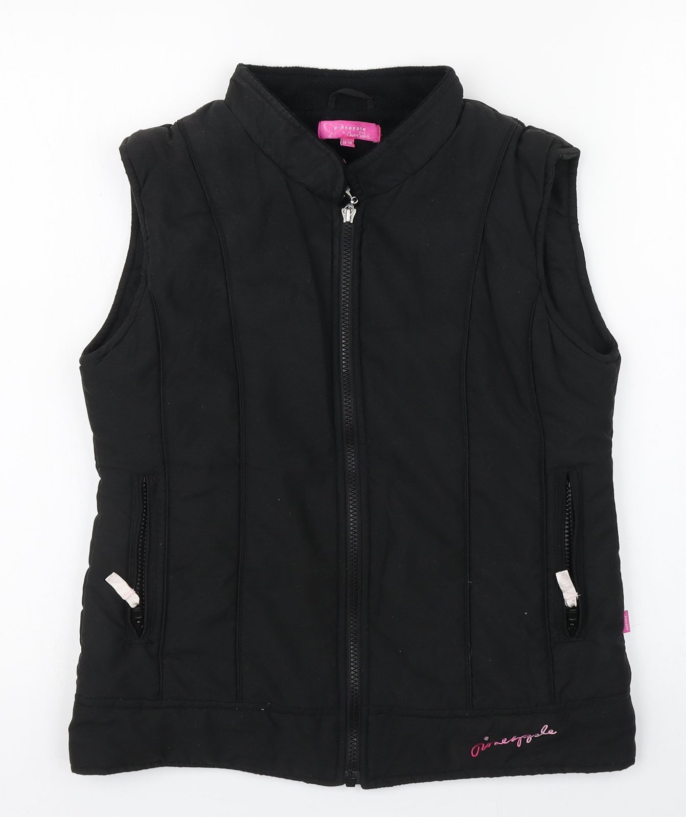 Pineapple Girls Black   Gilet Coat Size 13-14 Years  Zip