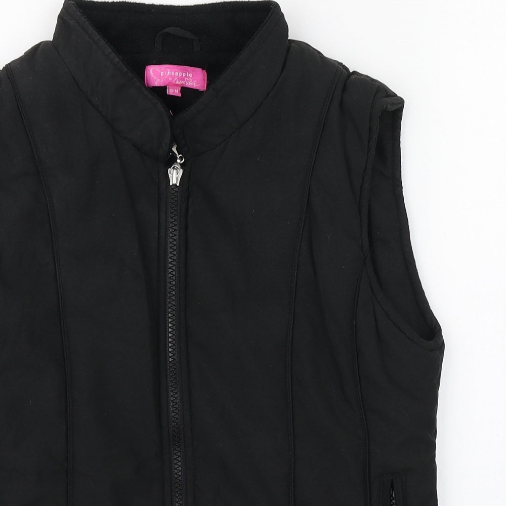Pineapple Girls Black   Gilet Coat Size 13-14 Years  Zip