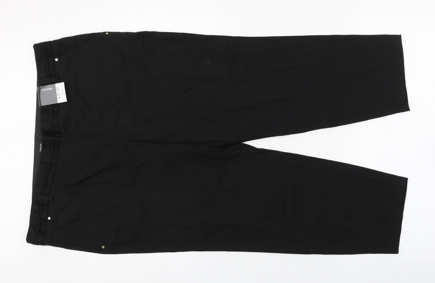 George Womens Black  Cotton Capri Trousers Size 16 L24 in Regular Zip - Cropped