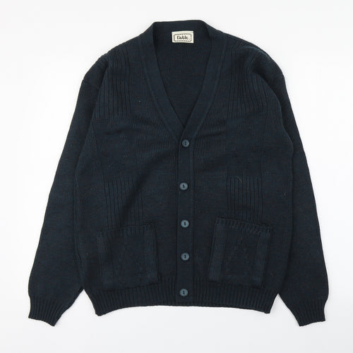 Noble Mens Green V-Neck  Acrylic Cardigan Jumper Size S