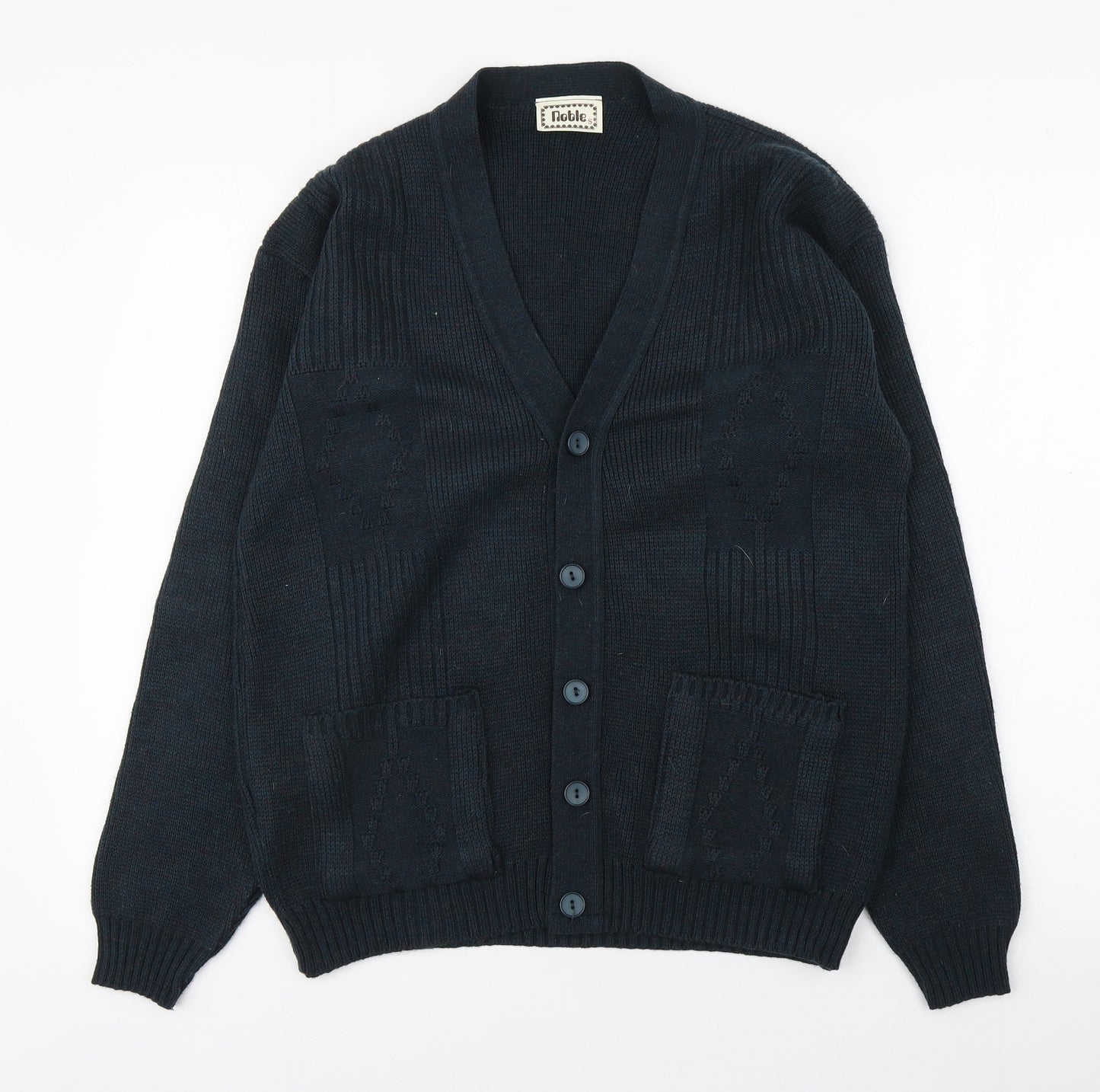 Noble Mens Green V-Neck  Acrylic Cardigan Jumper Size S
