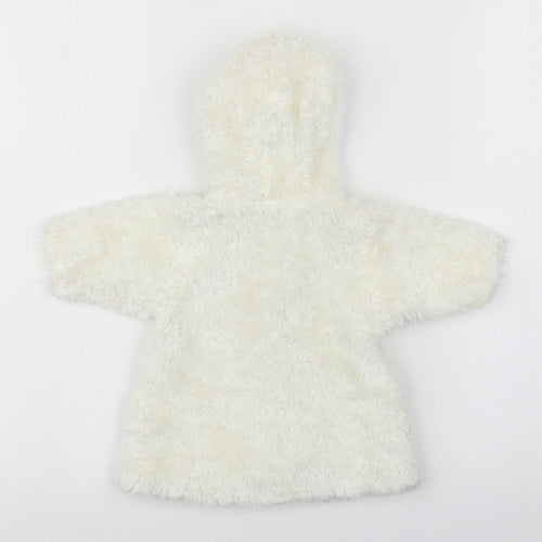 George Girls White   Overcoat Coat Size 0-3 Months   Button - Faux fur