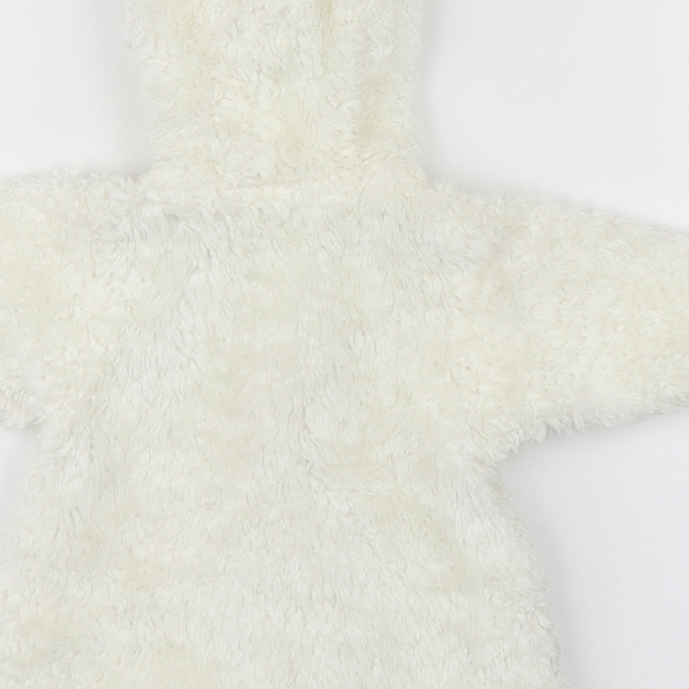 George Girls White   Overcoat Coat Size 0-3 Months   Button - Faux fur