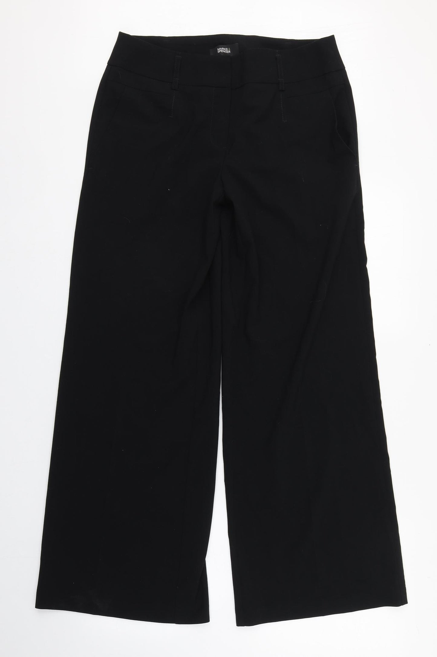 Marks and Spencer Womens Black  Polyester Trousers  Size 12 L30 in Regular Zip