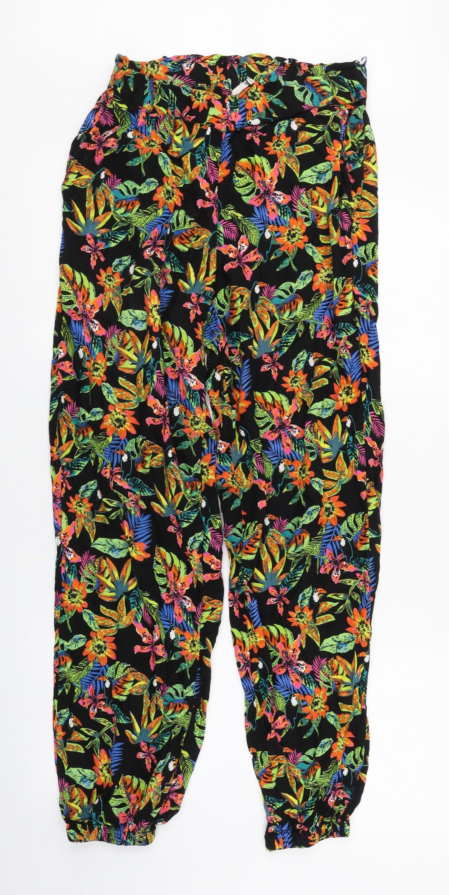 TU Womens Multicoloured Floral Viscose Bloomer Trousers Size 8 L29 in Regular