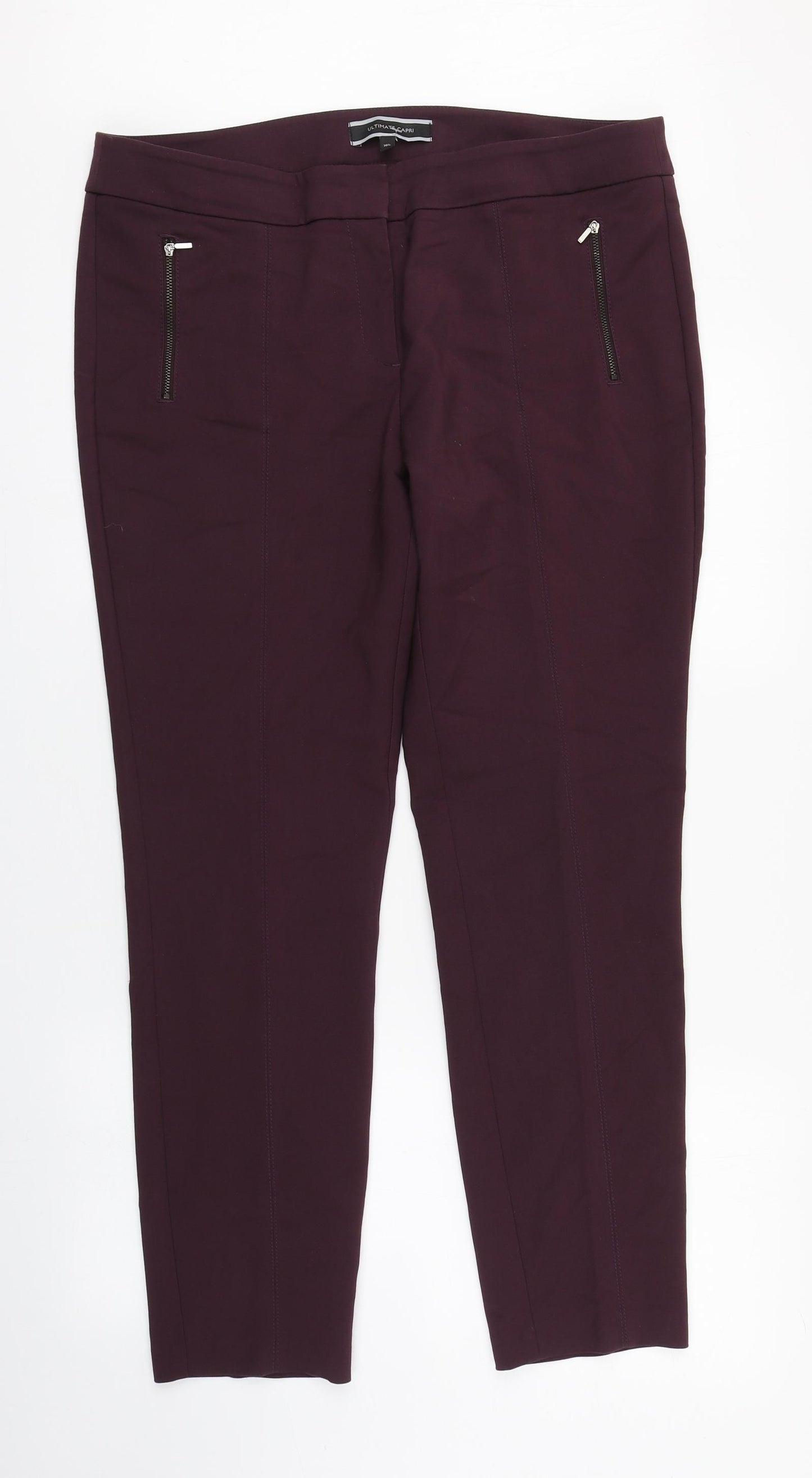NEXT Womens Purple  Cotton Carrot Trousers Size 16 L28 in Regular Zip