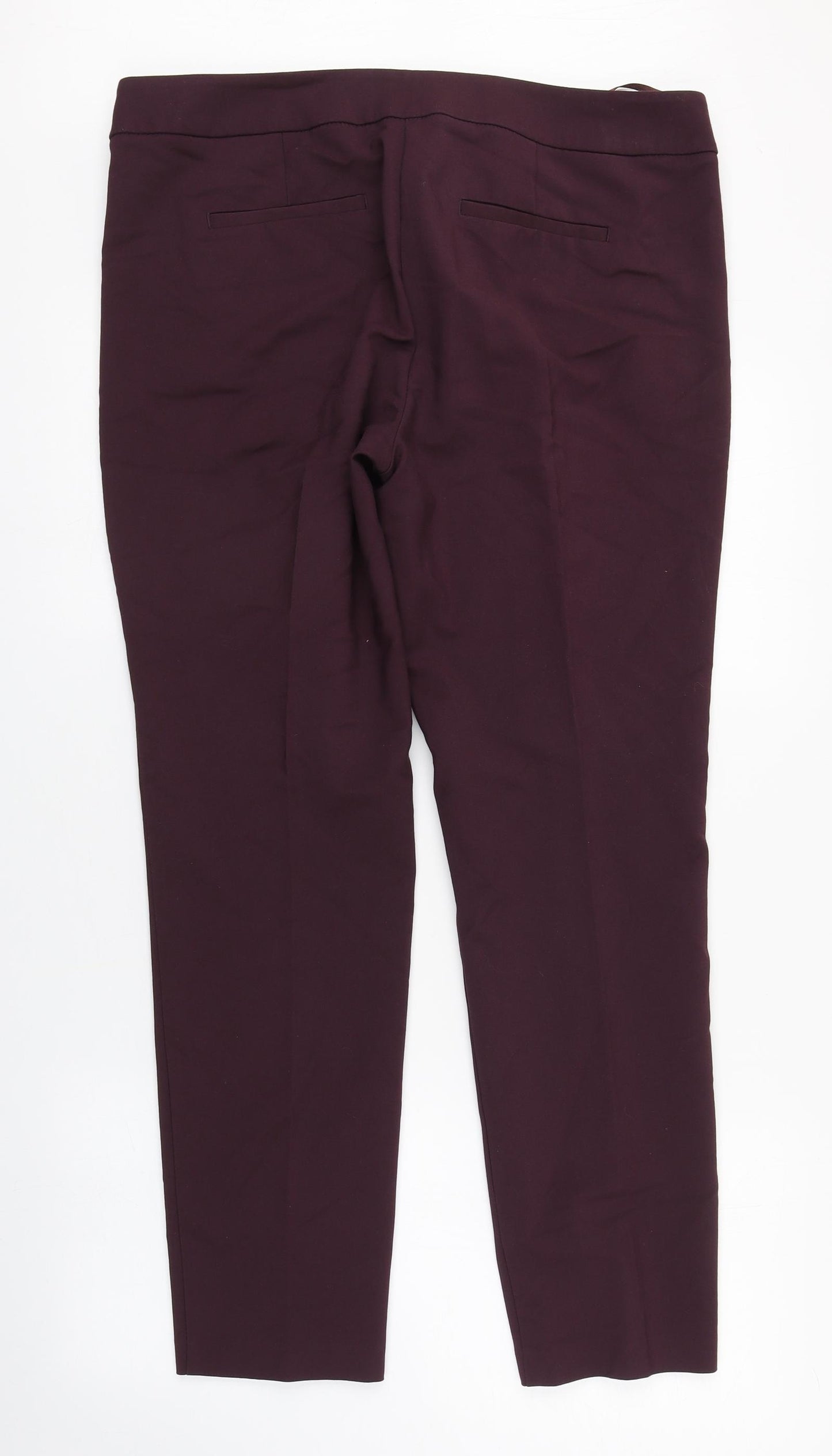 NEXT Womens Purple  Cotton Carrot Trousers Size 16 L28 in Regular Zip