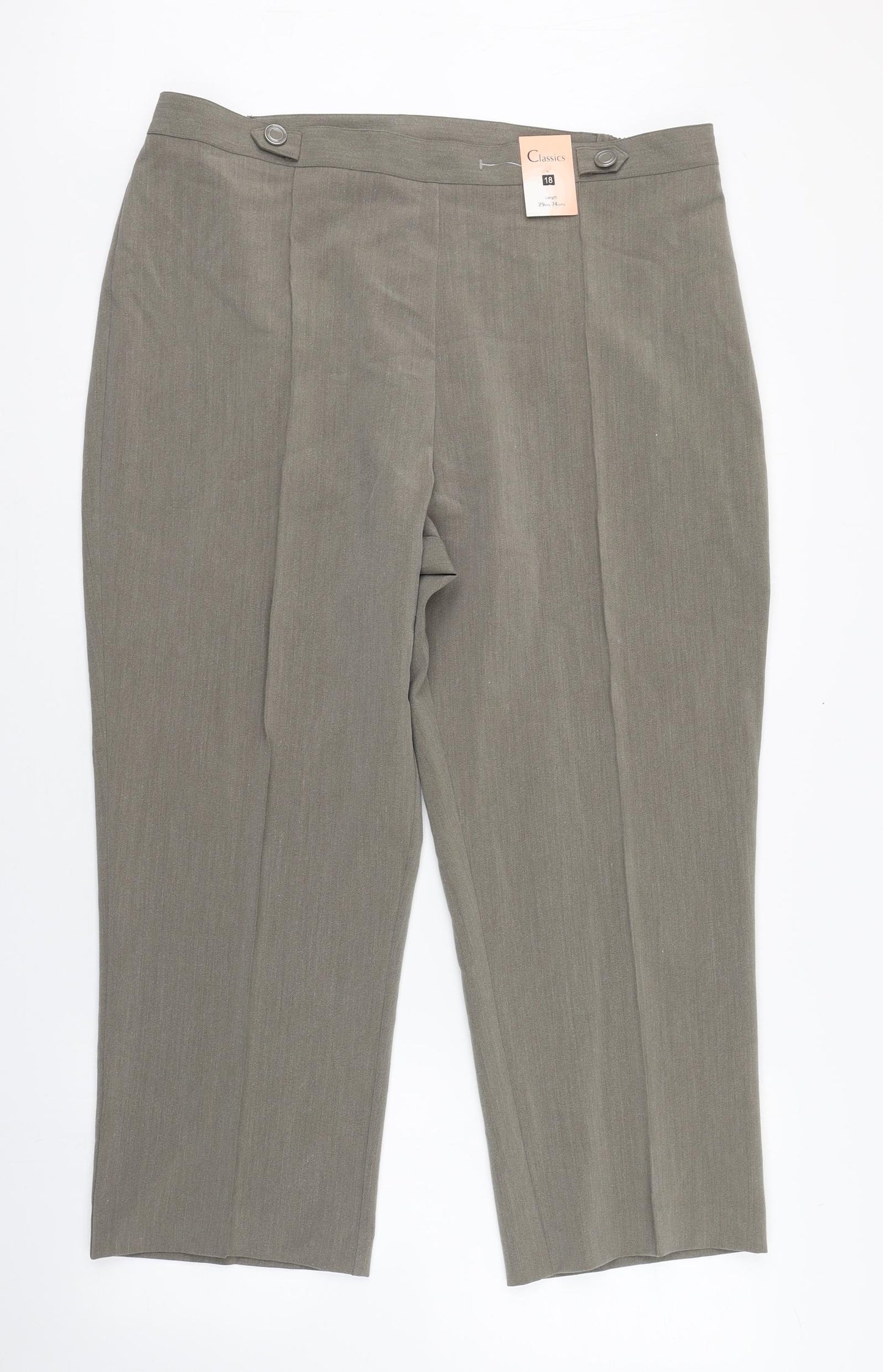 Classics Womens Grey  Polyester Dress Pants Trousers Size 18 L29 in Regular