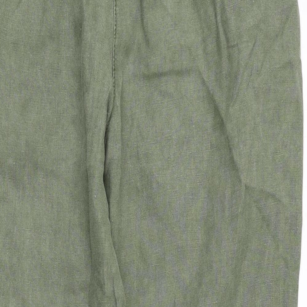 NEXT Womens Green  Linen Trousers  Size 12 L27 in Regular Zip