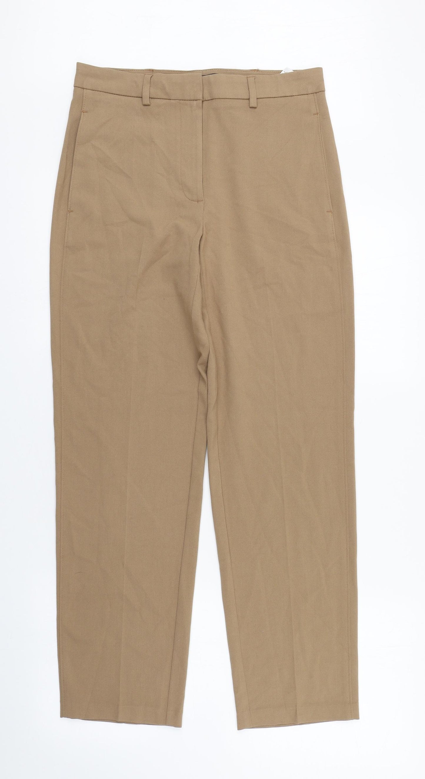 Marks and Spencer Womens Beige  Polyester Chino Trousers Size 8 L29 in Regular Zip