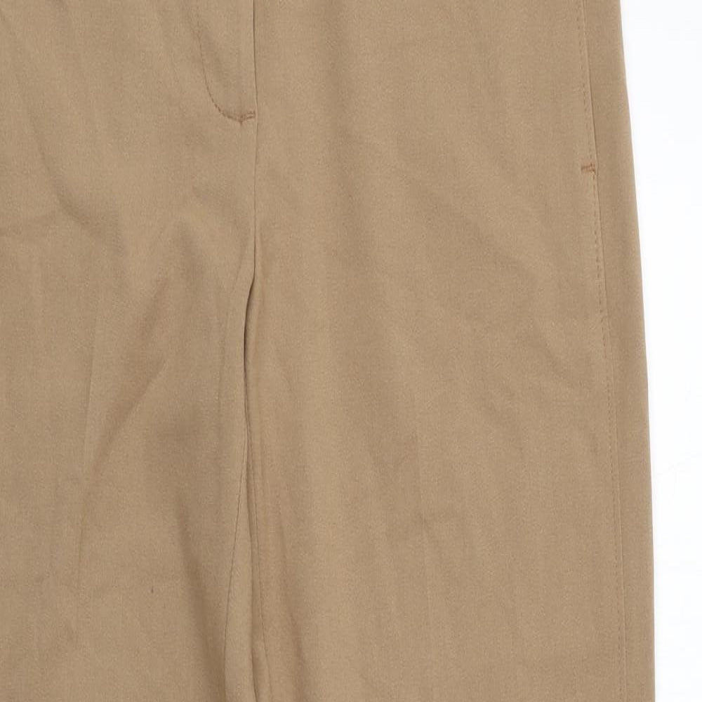 Marks and Spencer Womens Beige  Polyester Chino Trousers Size 8 L29 in Regular Zip