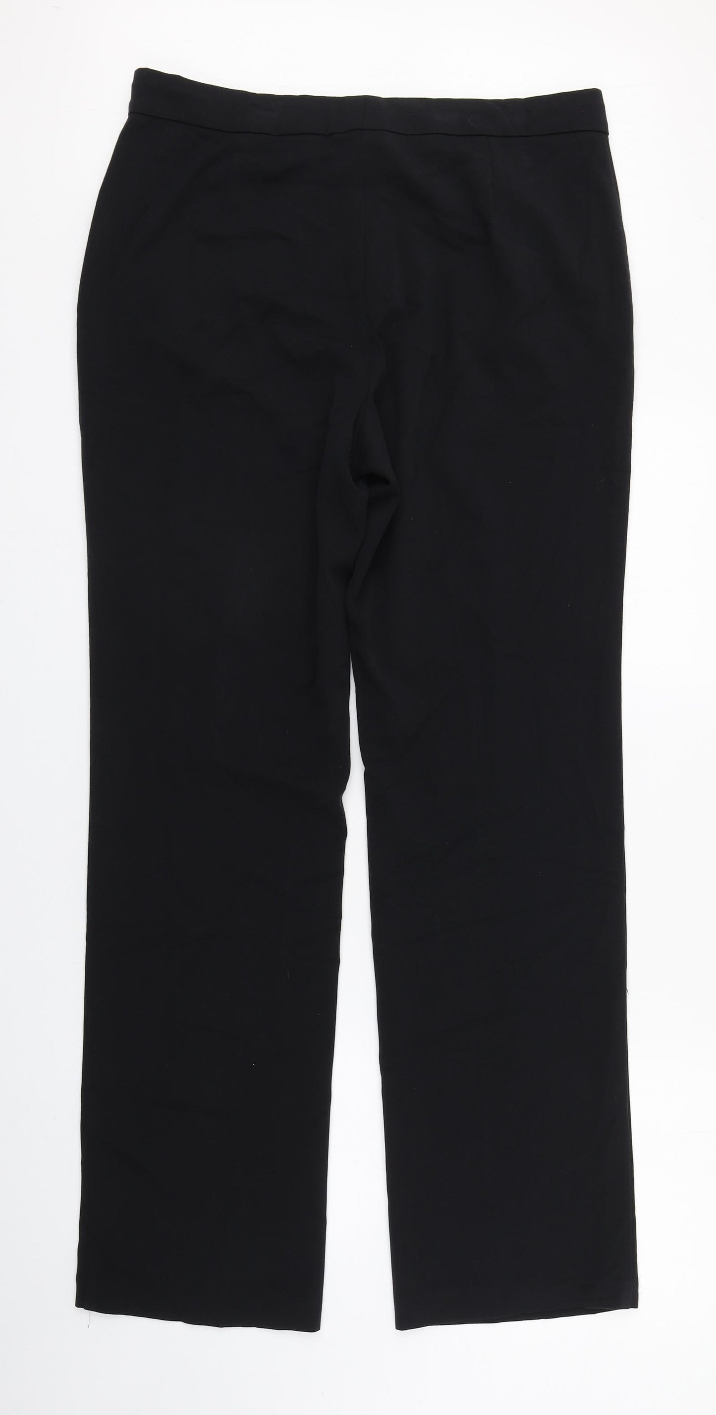 Marks and Spencer Womens Black  Polyester Trousers  Size 14 L33 in Regular Zip