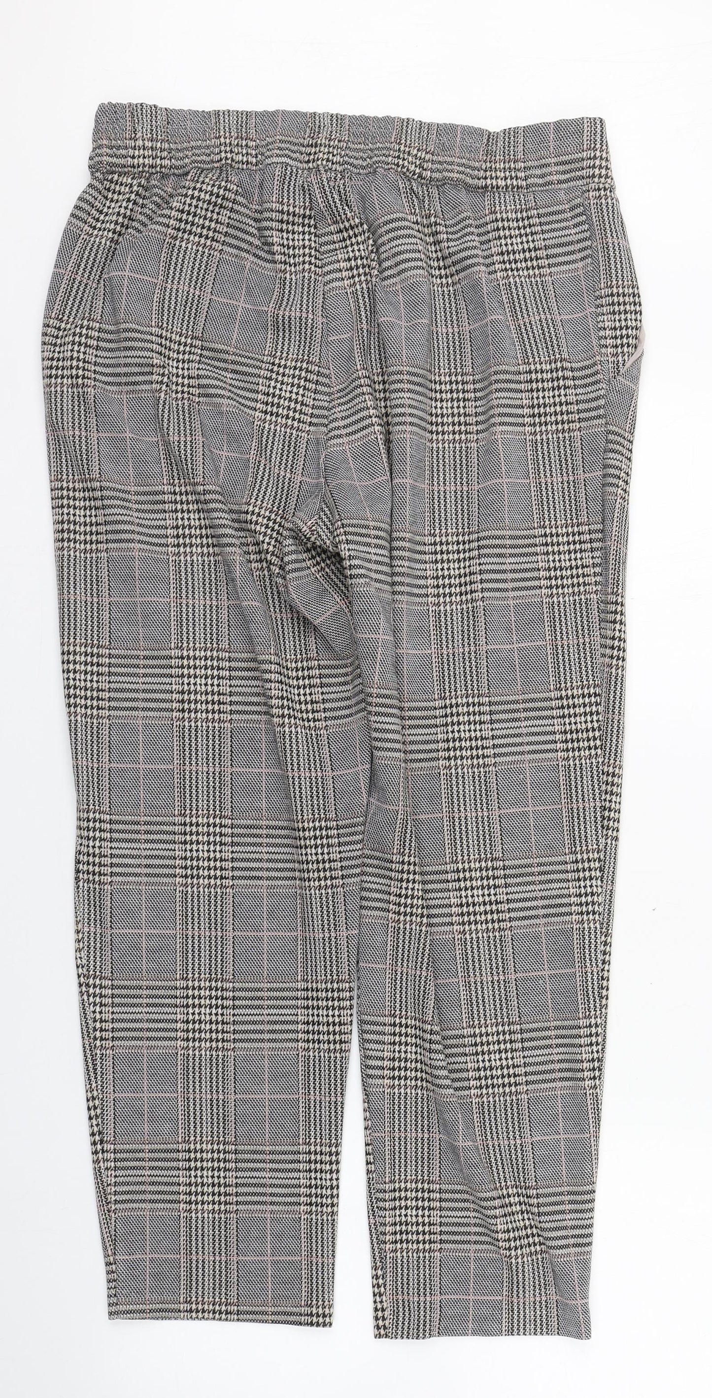 Primark Womens Brown Plaid Polyester Capri Trousers Size 14 L27 in Regular