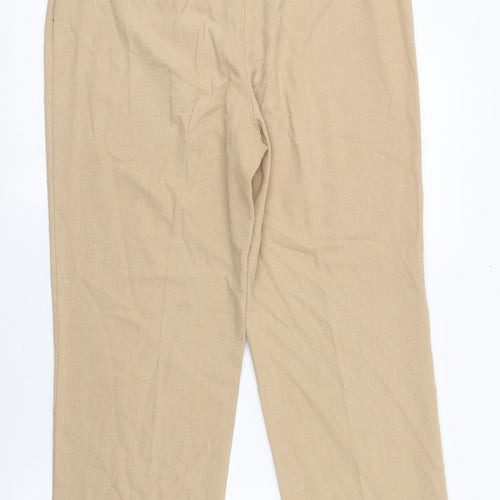 Marks and Spencer Womens Beige  Polyester Trousers  Size 14 L26 in Regular Zip