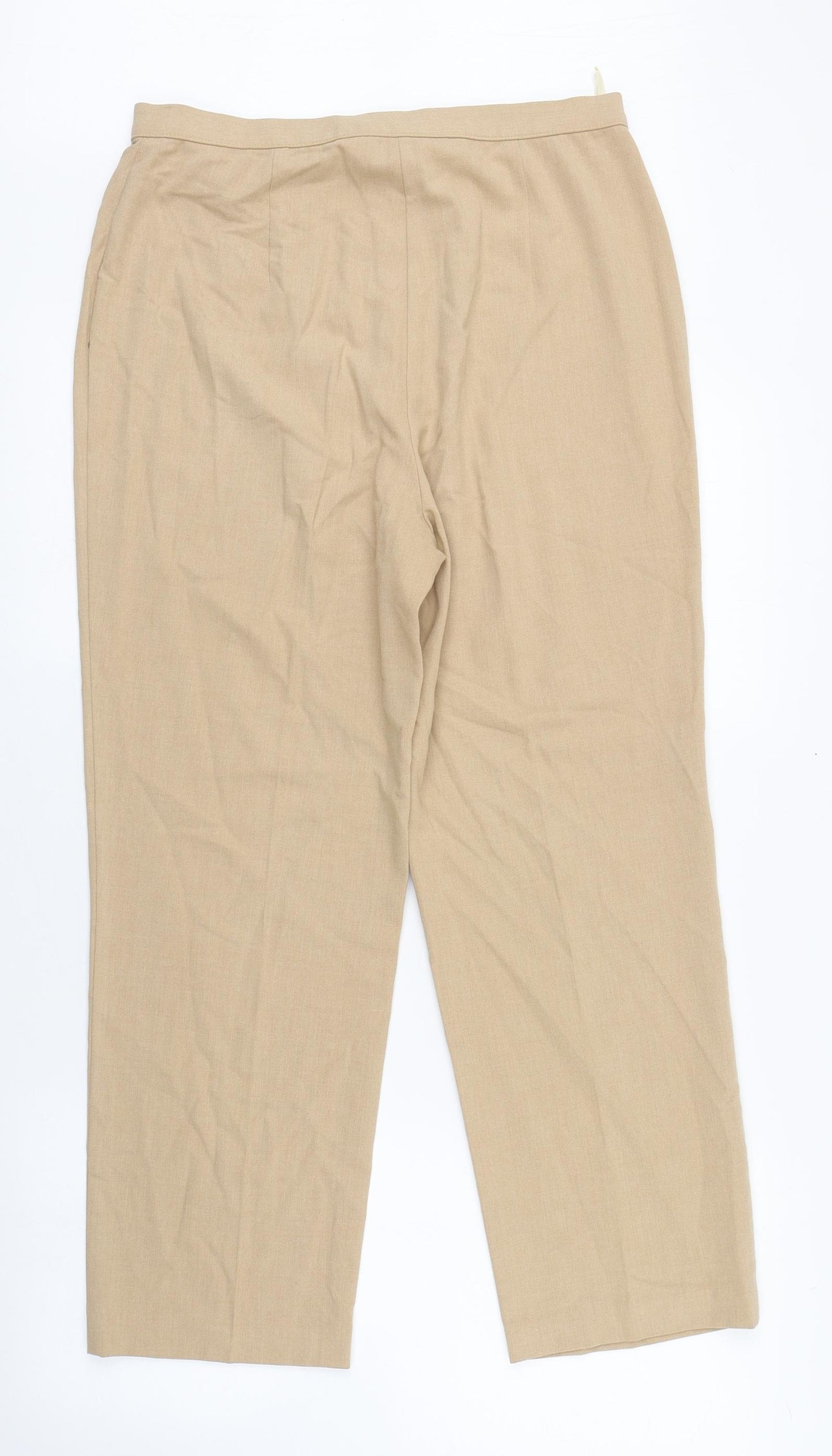 Marks and Spencer Womens Beige  Polyester Trousers  Size 14 L26 in Regular Zip
