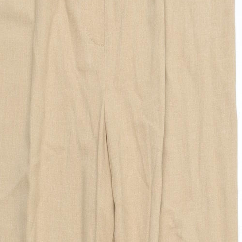 Marks and Spencer Womens Beige  Polyester Trousers  Size 14 L26 in Regular Zip