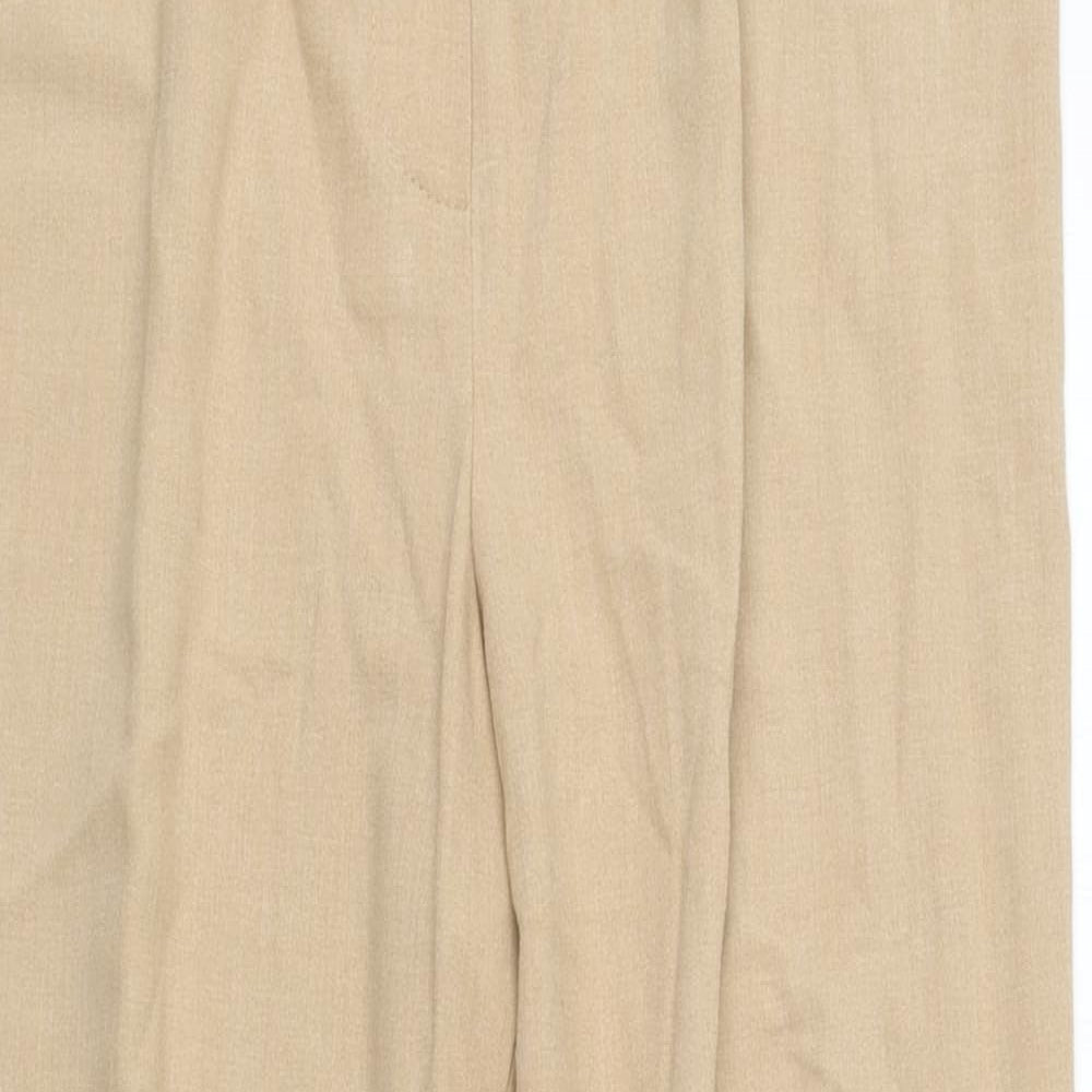 Marks and Spencer Womens Beige  Polyester Trousers  Size 14 L26 in Regular Zip