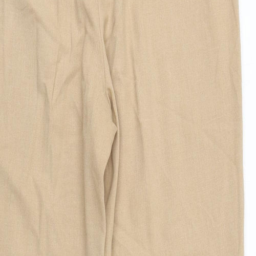 Marks and Spencer Womens Beige  Polyester Trousers  Size 14 L26 in Regular Zip