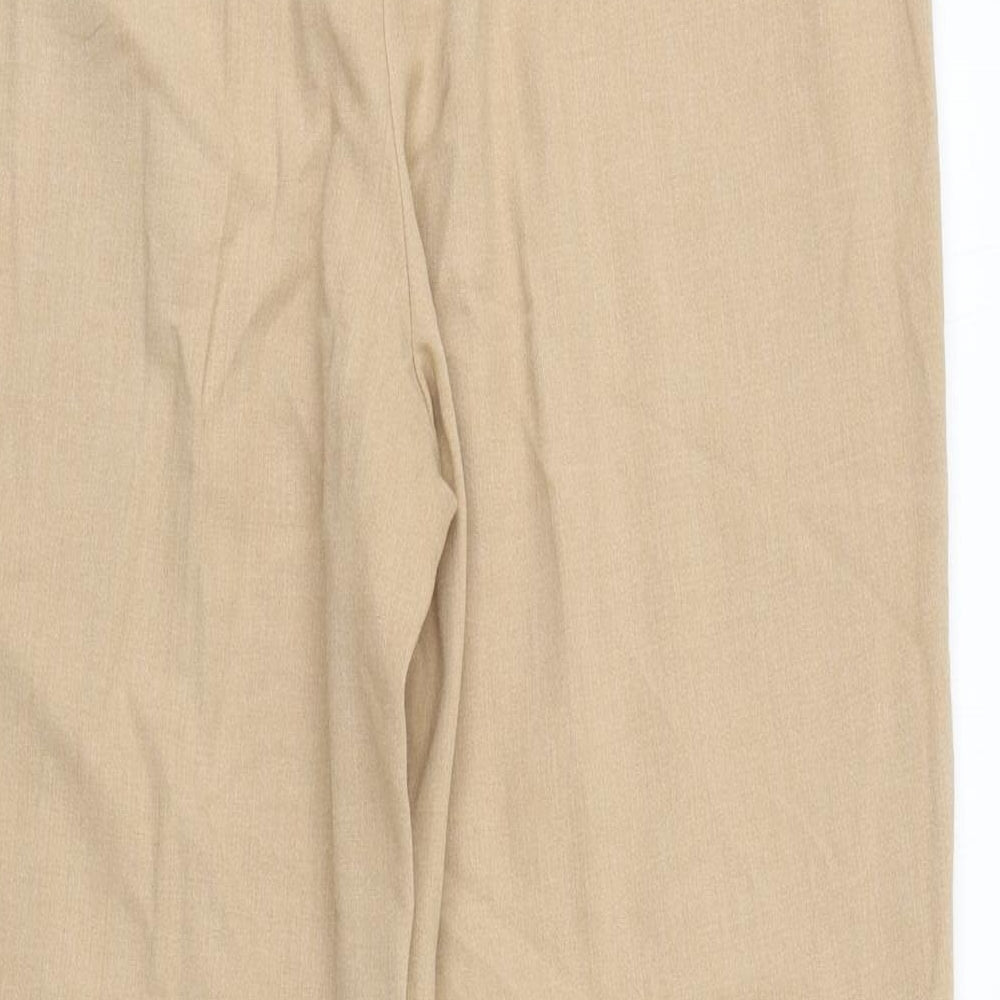 Marks and Spencer Womens Beige  Polyester Trousers  Size 14 L26 in Regular Zip