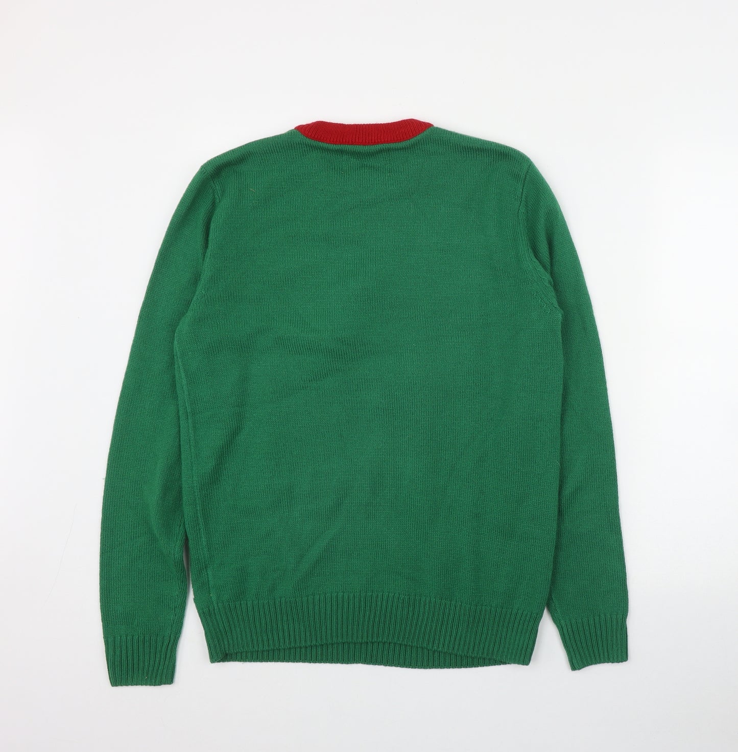 NEXT Mens Green Round Neck Polka Dot Acrylic Pullover Jumper Size M   - Christmas