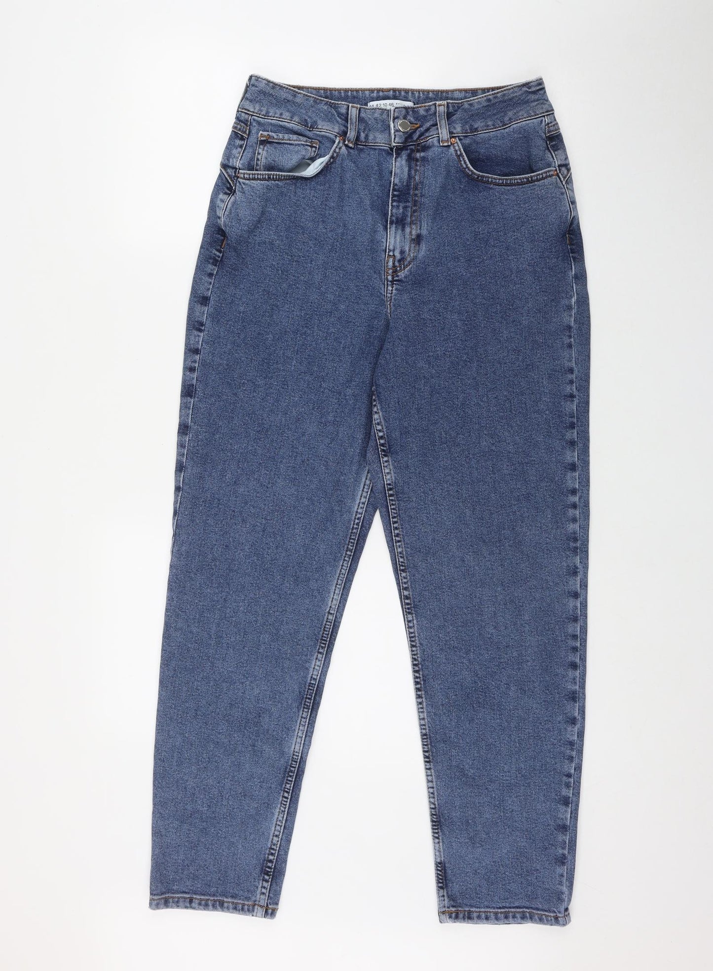 Primark Womens Blue  Cotton Straight Jeans Size 14 L28 in Regular Zip