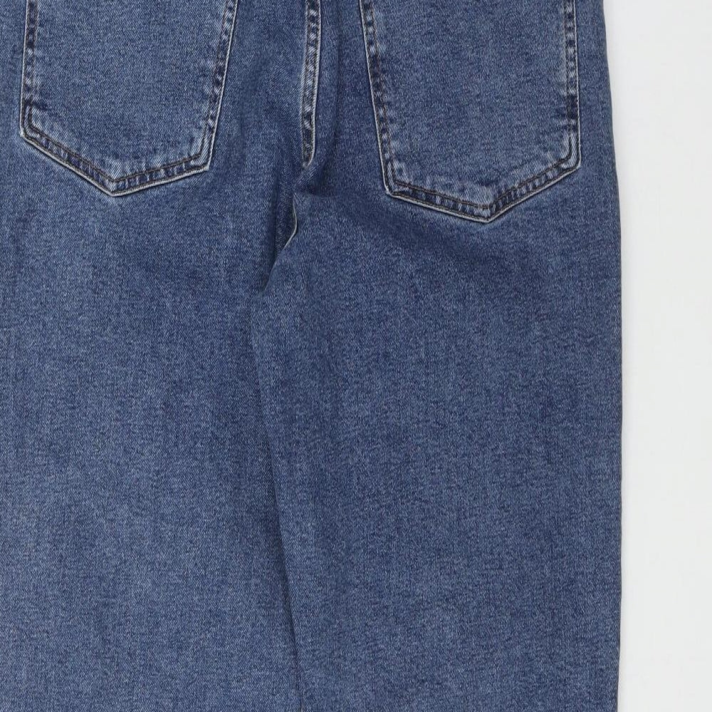 Primark Womens Blue  Cotton Straight Jeans Size 14 L28 in Regular Zip