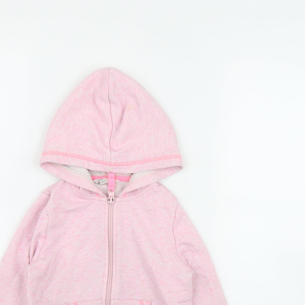 H&M Girls Pink  Cotton Full Zip Hoodie Size 4-5 Years  Zip