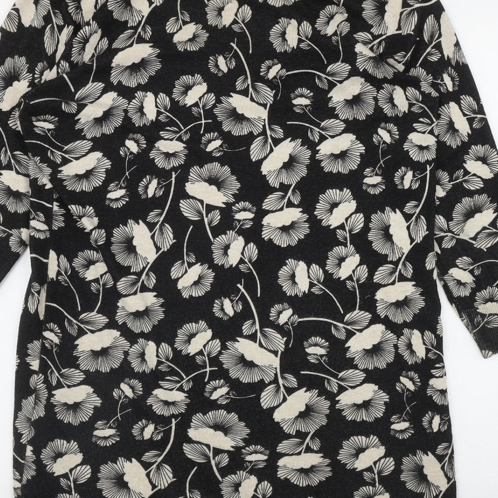 NEXT Womens Black Boat Neck Floral Viscose Pullover Jumper Size 14
