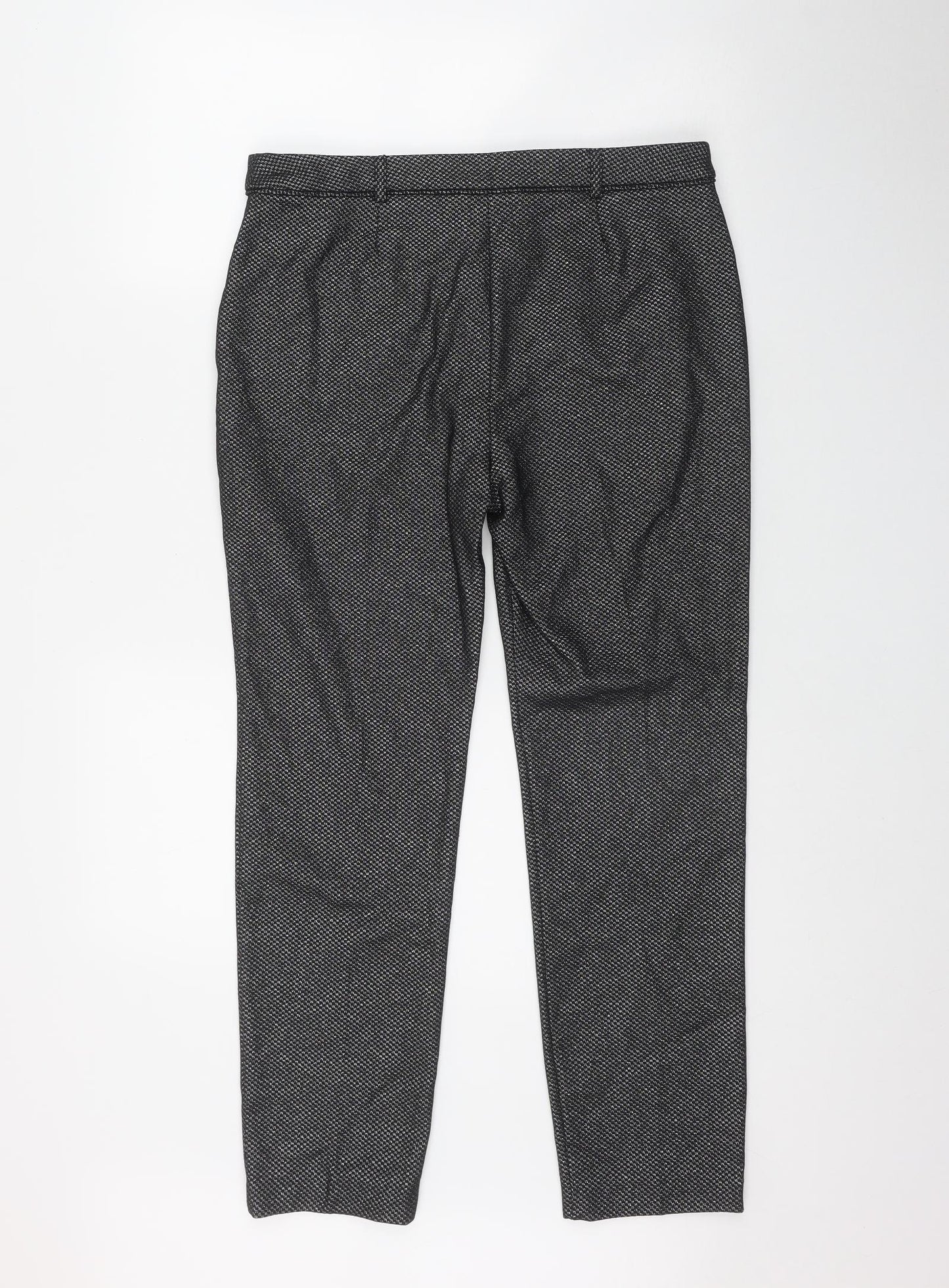 Wallis Womens Black  Cotton Trousers  Size 12 L27 in Regular Zip