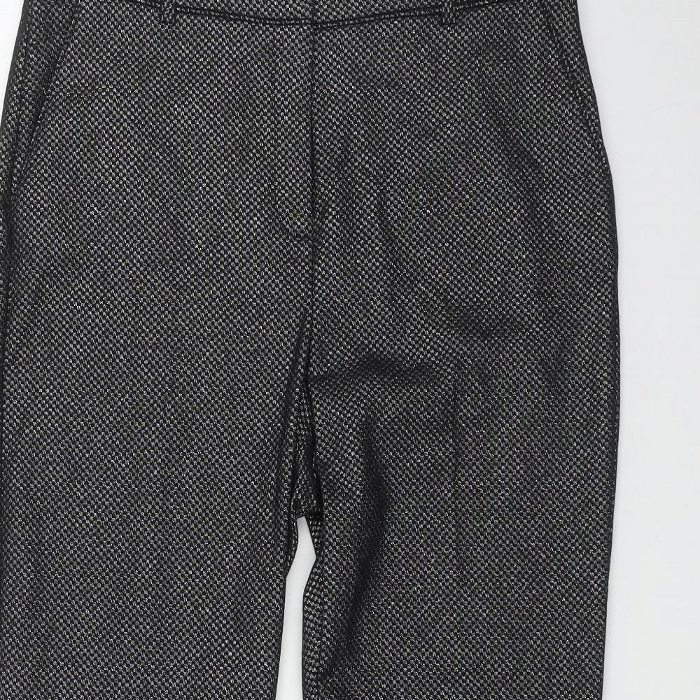 Wallis Womens Black  Cotton Trousers  Size 12 L27 in Regular Zip