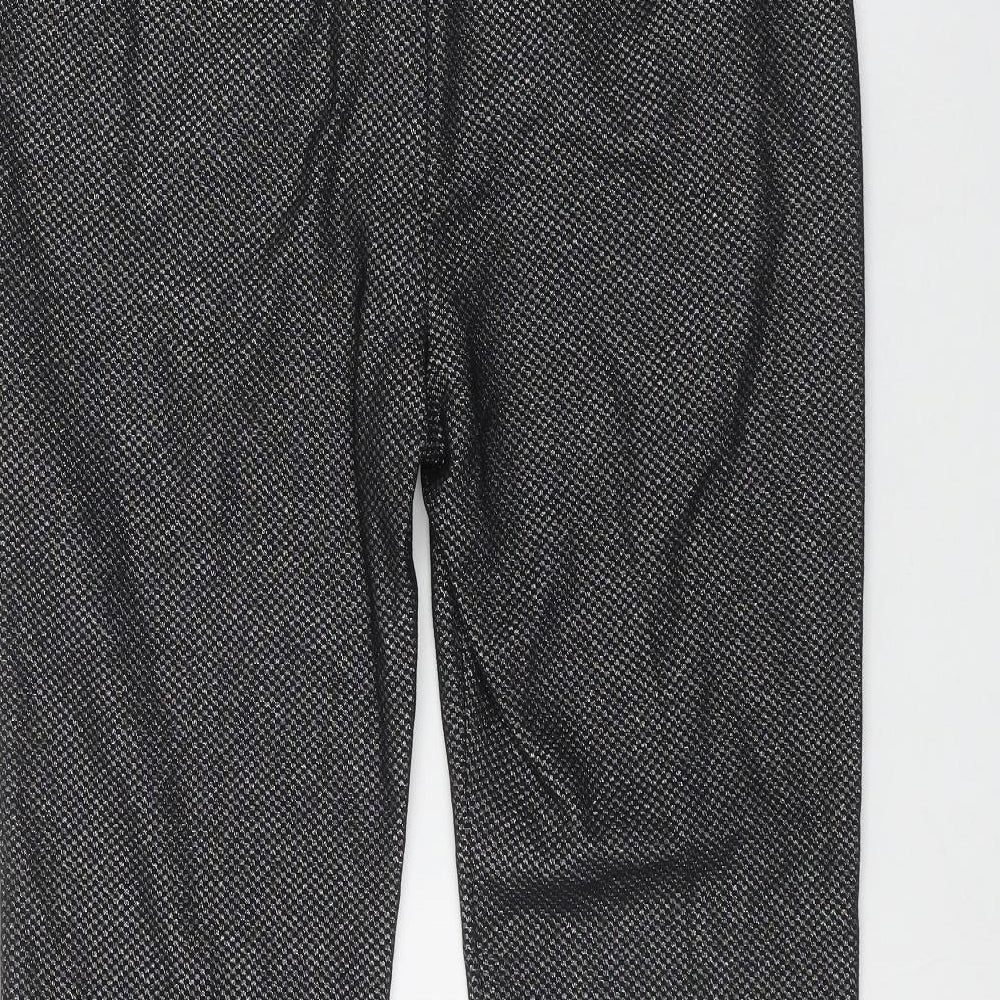Wallis Womens Black  Cotton Trousers  Size 12 L27 in Regular Zip